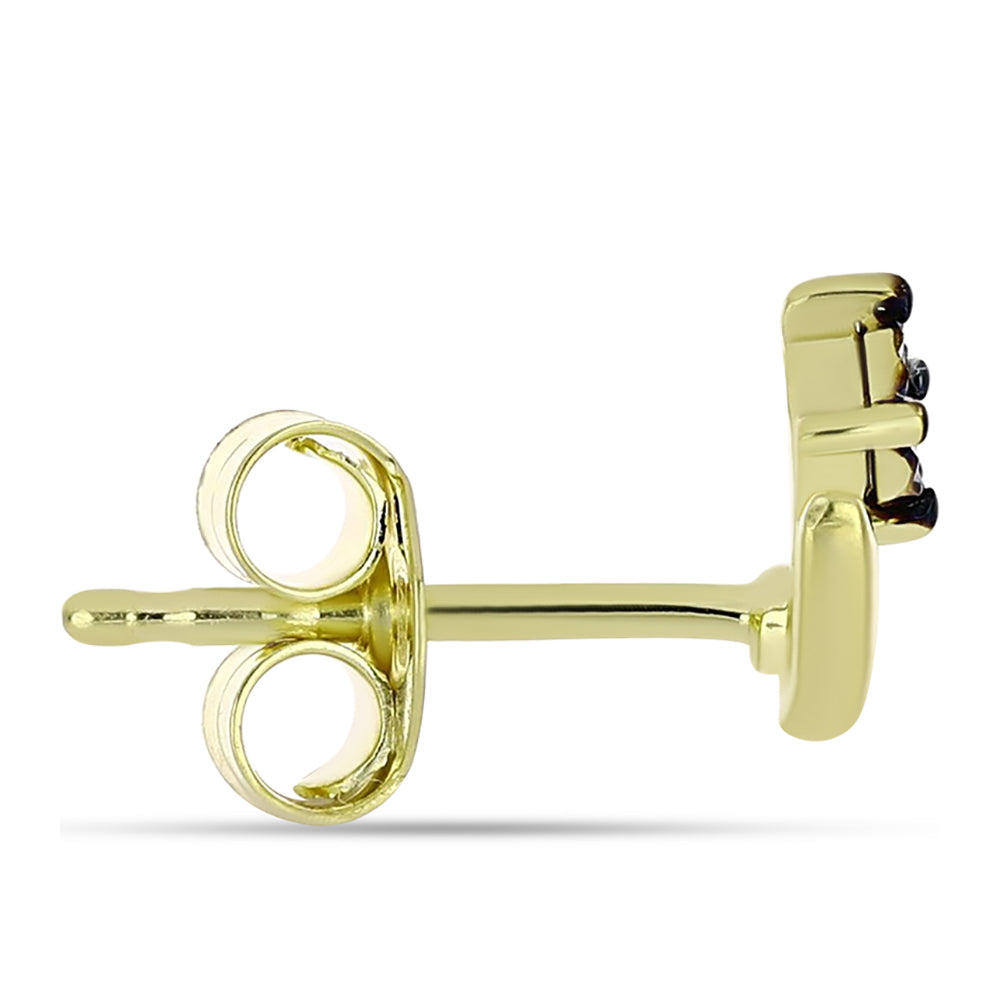 Pendientes de Plata Bañada en Oro con Diamante Azul