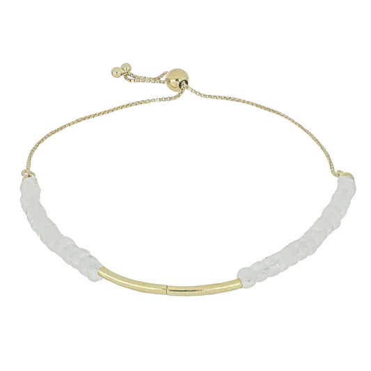 Pulsera de Plata Bañada en Oro con Piedra Lunar Arco Iris