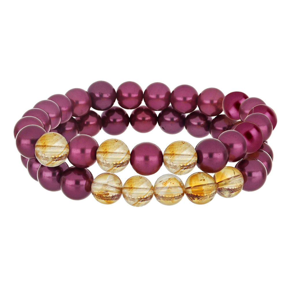 Conjunto Pepita con Perla Púrpura de Agua dulce y Citrino de los Montes Urales ( Pulsera )