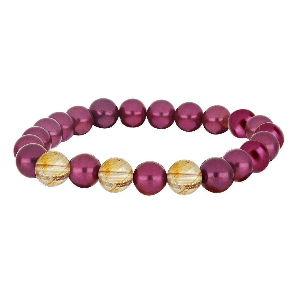 Conjunto Pepita con Perla Púrpura de Agua dulce y Citrino de los Montes Urales ( Pulsera ) 3 