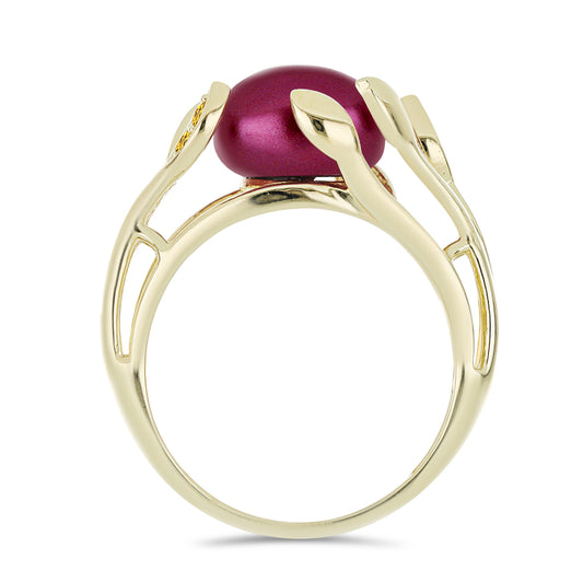 Anillo de Plata Bañada en Oro con Perla Púrpura de Agua dulce y Citrino de los Montes Urales