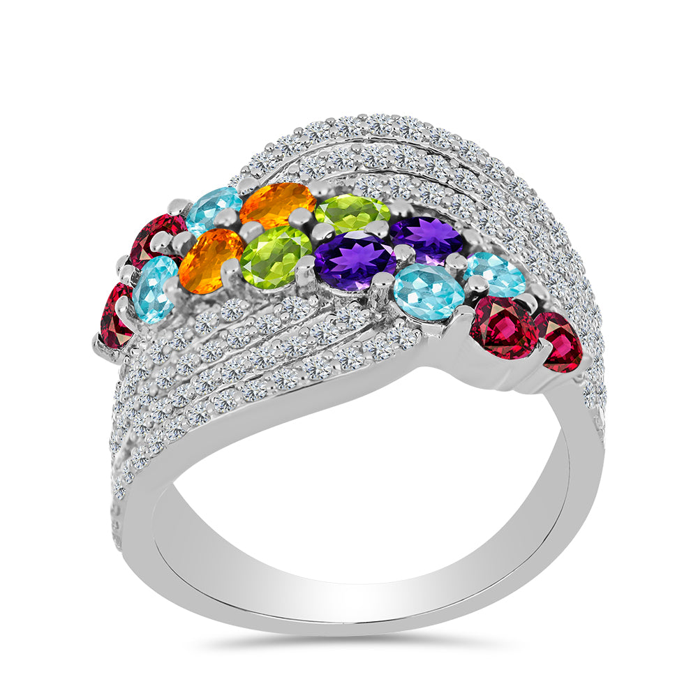 Anillo de Plata con Amatista de Marruecos y Peridoto de Changbai 3 