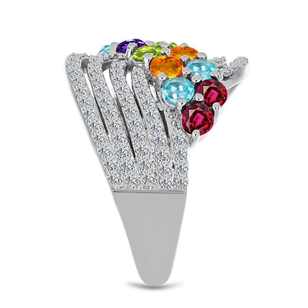 Anillo de Plata con Amatista de Marruecos y Peridoto de Changbai 4 