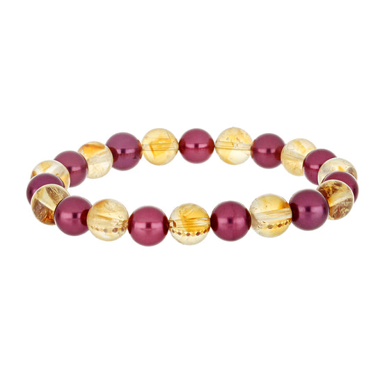Pulsera Pepita con Perla Púrpura de Agua dulce y Citrino de los Montes Urales