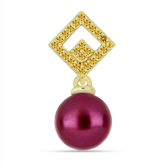 Colgante de Plata Bañada en Oro con Perla Púrpura de Agua dulce y Citrino de los Montes Urales