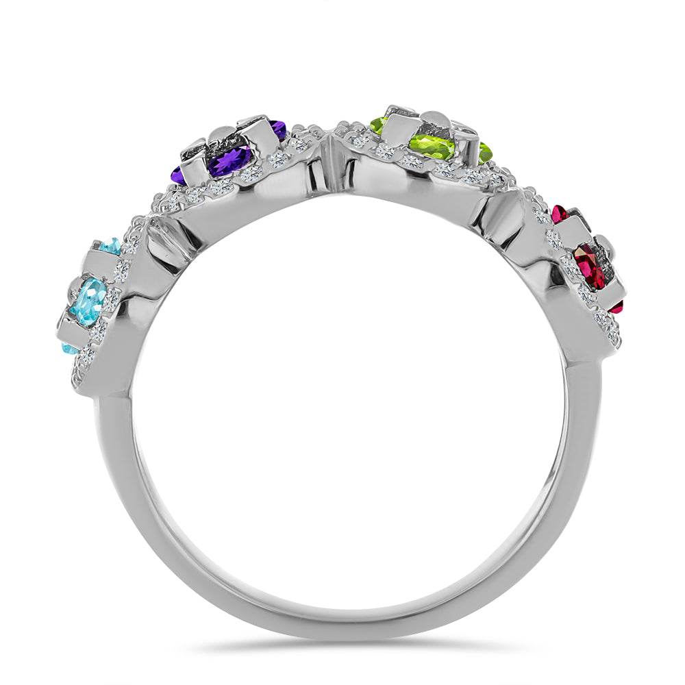 Anillo de Plata con Amatista de Marruecos y Peridoto de Changbai 2 