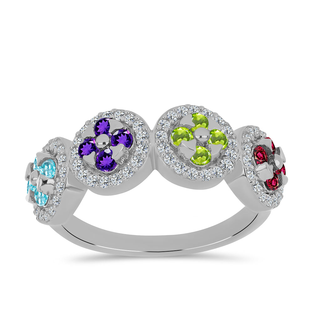 Anillo de Plata con Amatista de Marruecos y Peridoto de Changbai 3 