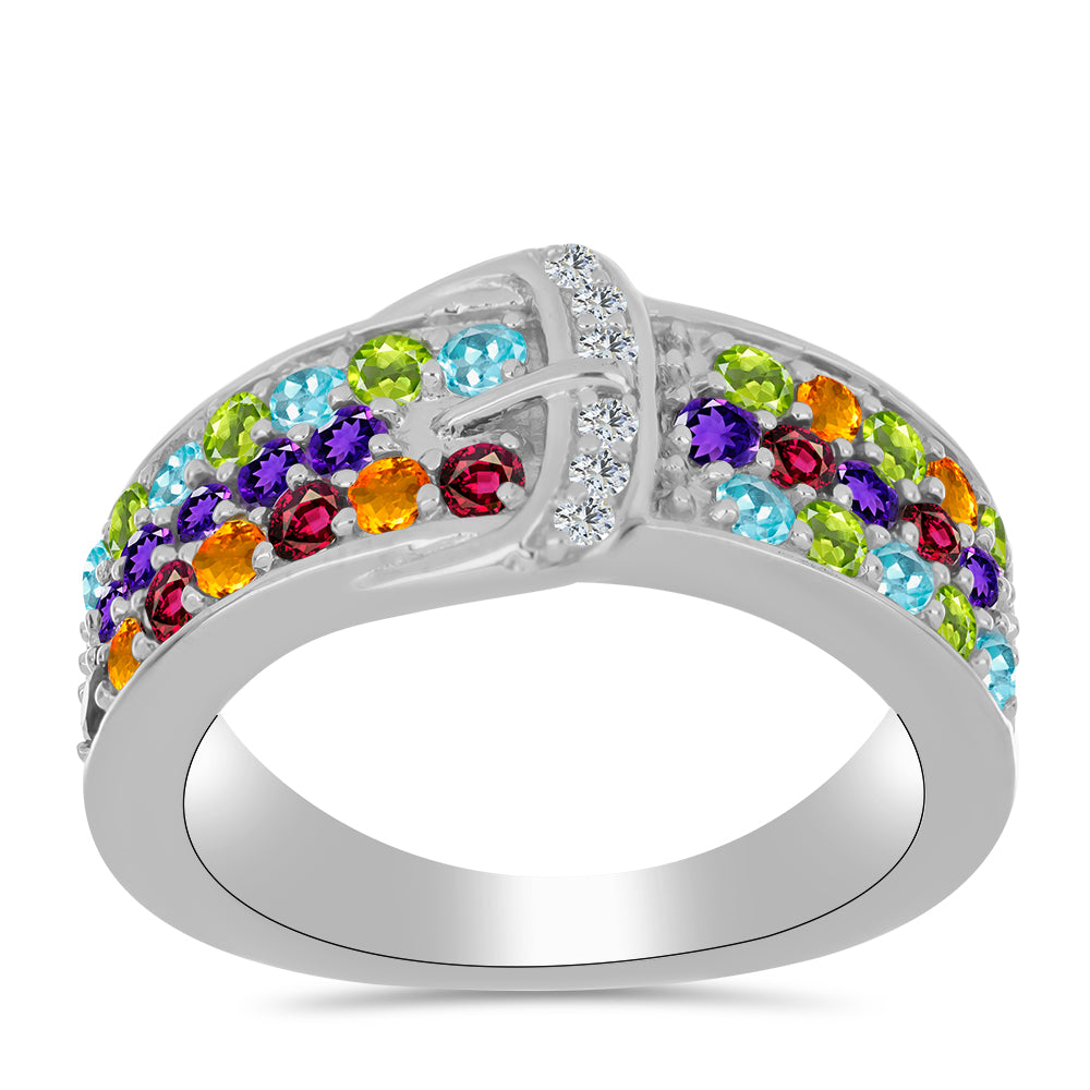 Anillo de Plata con Amatista de Marruecos y Peridoto de Changbai 3 