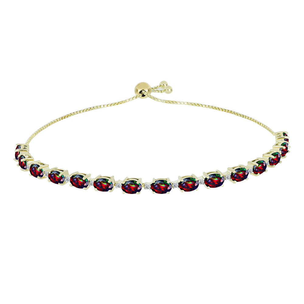 Pulsera de Plata Bañada en Oro con Ópalo negro medianoche Lega Dembi de Ëtiopía y Topacio Blanco 1 