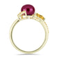 Anillo de Plata Bañada en Oro con Perla Púrpura de Agua dulce y Citrino de los Montes Urales