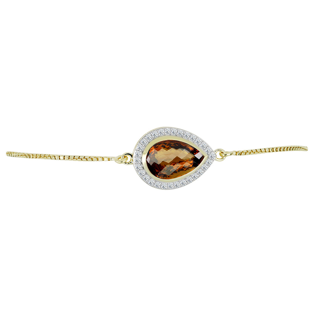 Pulsera de Plata Bañada en Oro con Cuarzo Coñac y Topacio Blanco 2 