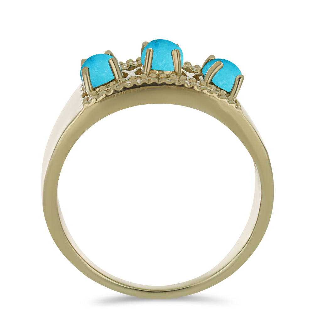 Anillo de Plata Bañada en Oro con Turquesa Bella Durmiente 2 