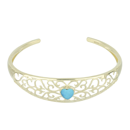 Brazalete de Plata Bañada en Oro con Turquesa Bella Durmiente