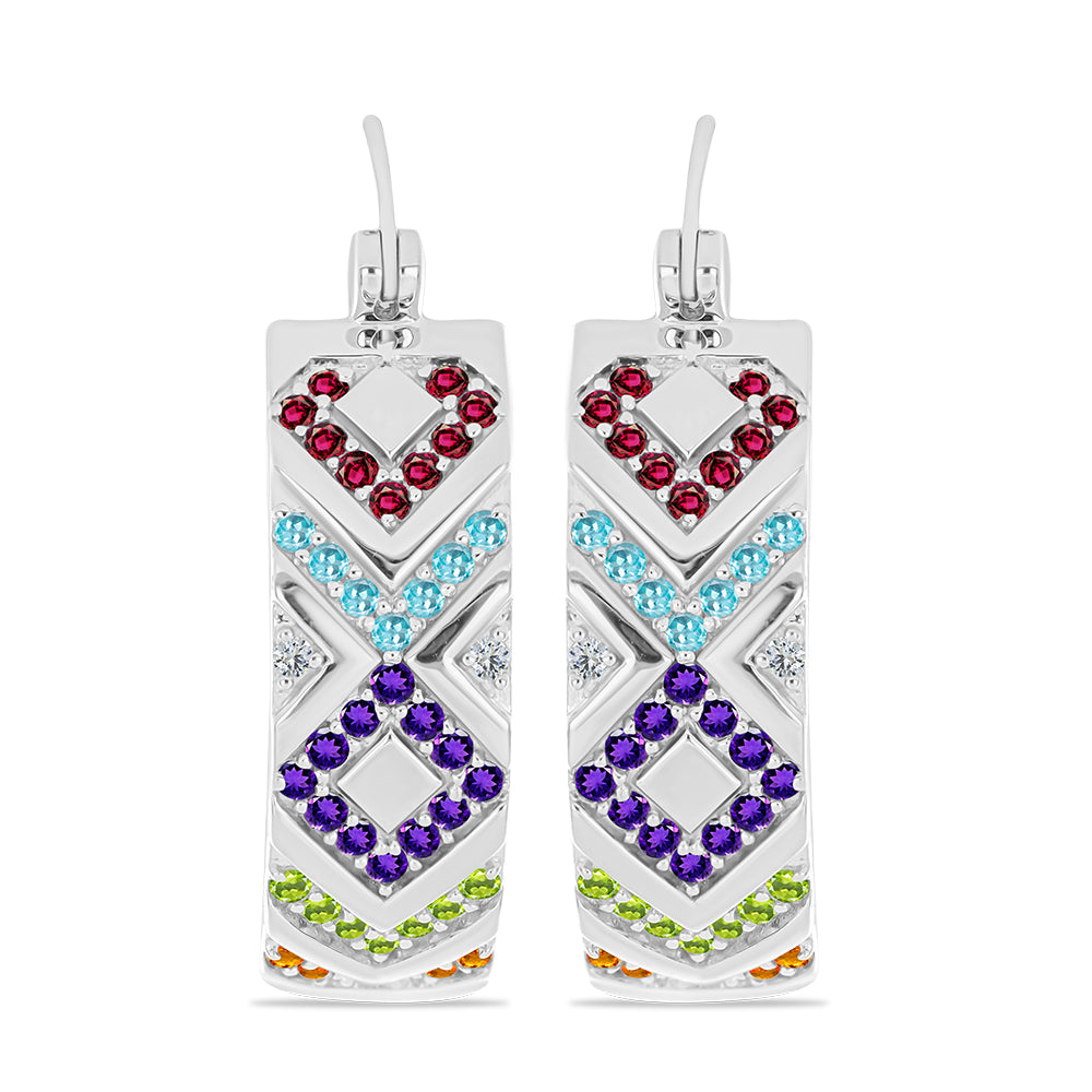 Pendientes de Plata con Amatista de Marruecos y Peridoto de Changbai