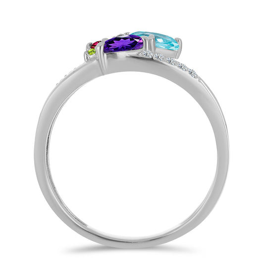 Anillo de Plata con Amatista de Marruecos y Citrino de Río del Oro