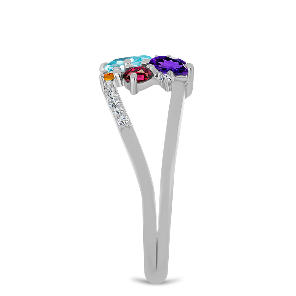 Anillo de Plata con Amatista de Marruecos y Citrino de Río del Oro