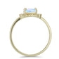 Anillo de Plata Bañada en Oro con Piedra Lunar Arco Iris
