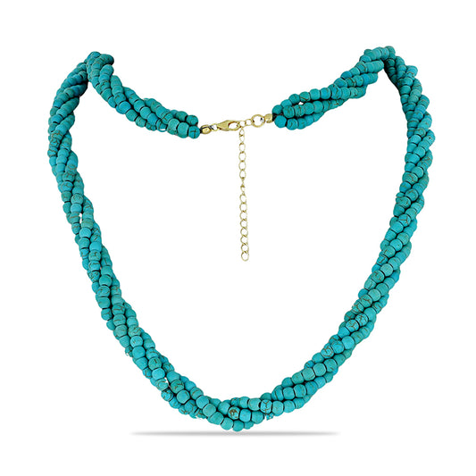 Collar de Plata Bañada en Oro con Turquesa Bella Durmiente