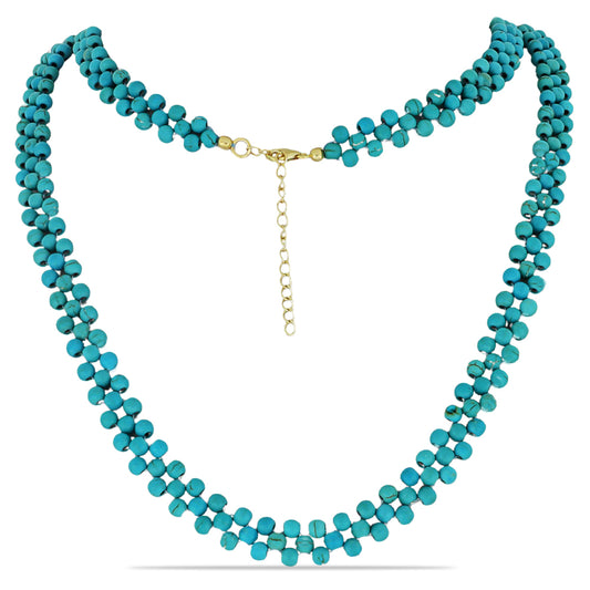 Collar de Plata Bañada en Oro con Turquesa Bella Durmiente