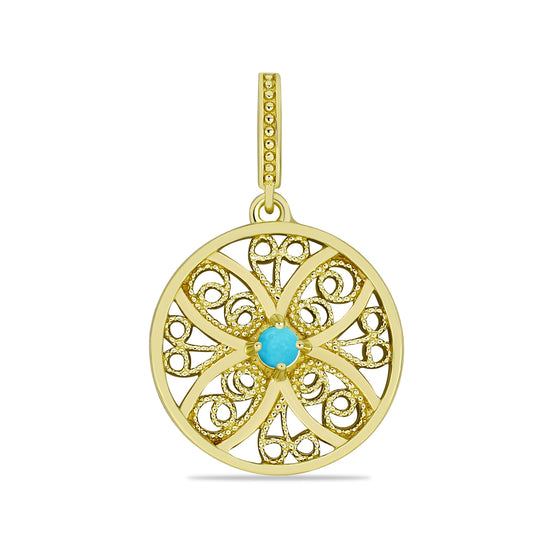 Colgante de Plata Bañada en Oro con Turquesa Bella Durmiente