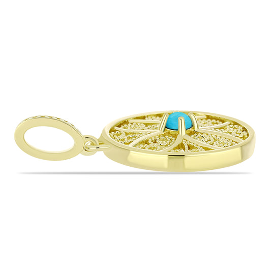 Colgante de Plata Bañada en Oro con Turquesa Bella Durmiente