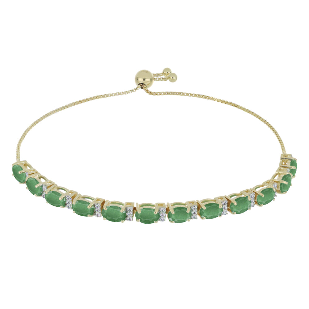 Pulsera de Plata Bañada en Oro con Esmeralda de Brasil y Topacio Blanco 1 