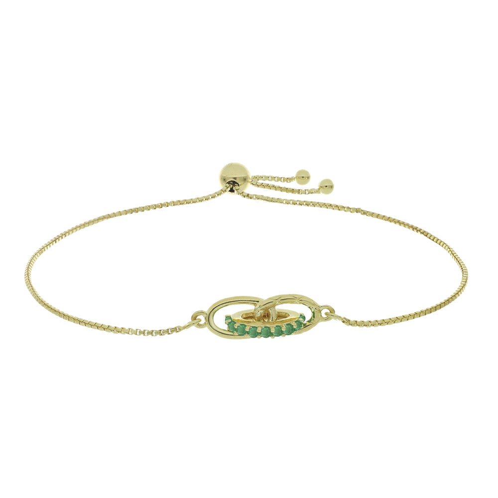 Pulsera de Plata Bañada en Oro con Esmeralda de Brasil