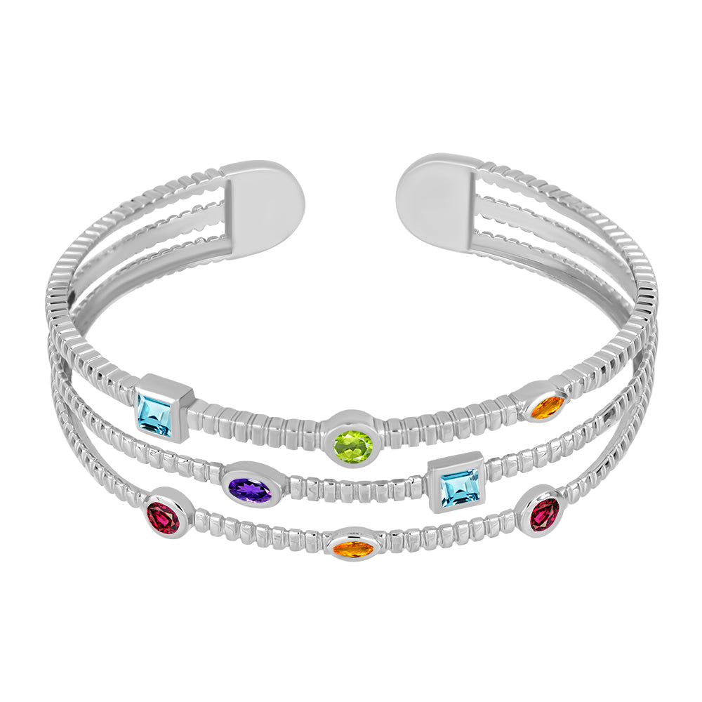 Brazalete de Plata con Amatista de Marruecos y Citrino de Río del Oro 1 