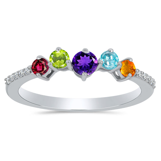 Anillo de Plata con Amatista de Marruecos y Peridoto de Changbai