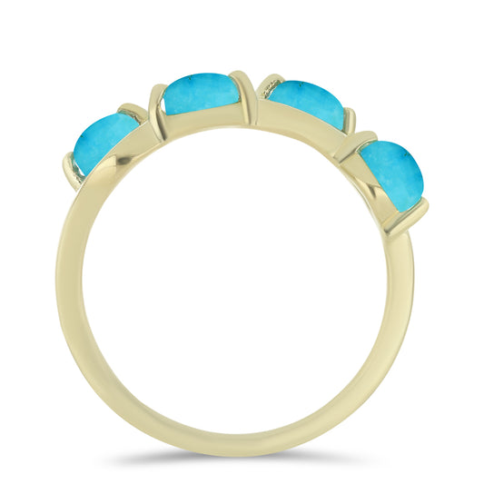 Anillo de Plata Bañada en Oro con Turquesa Bella Durmiente