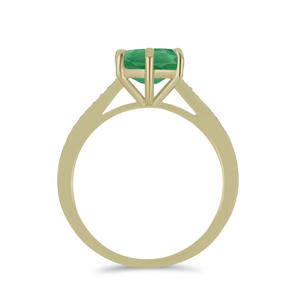 Anillo de Plata Bañada en Oro con Esmeralda de Brasil y Topacio Blanco 2 