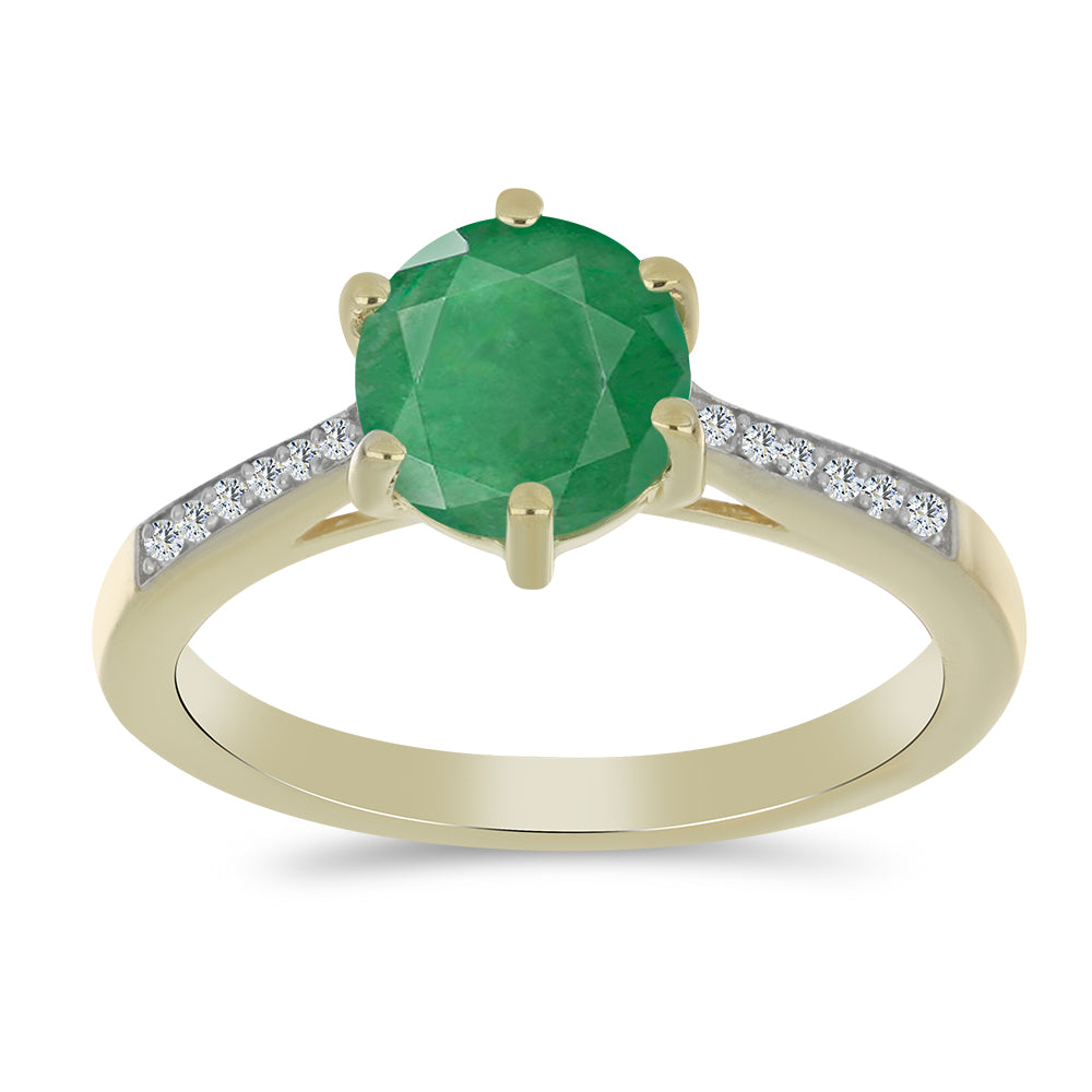 Anillo de Plata Bañada en Oro con Esmeralda de Brasil y Topacio Blanco 3 