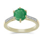 Anillo de Plata Bañada en Oro con Esmeralda de Brasil y Topacio Blanco