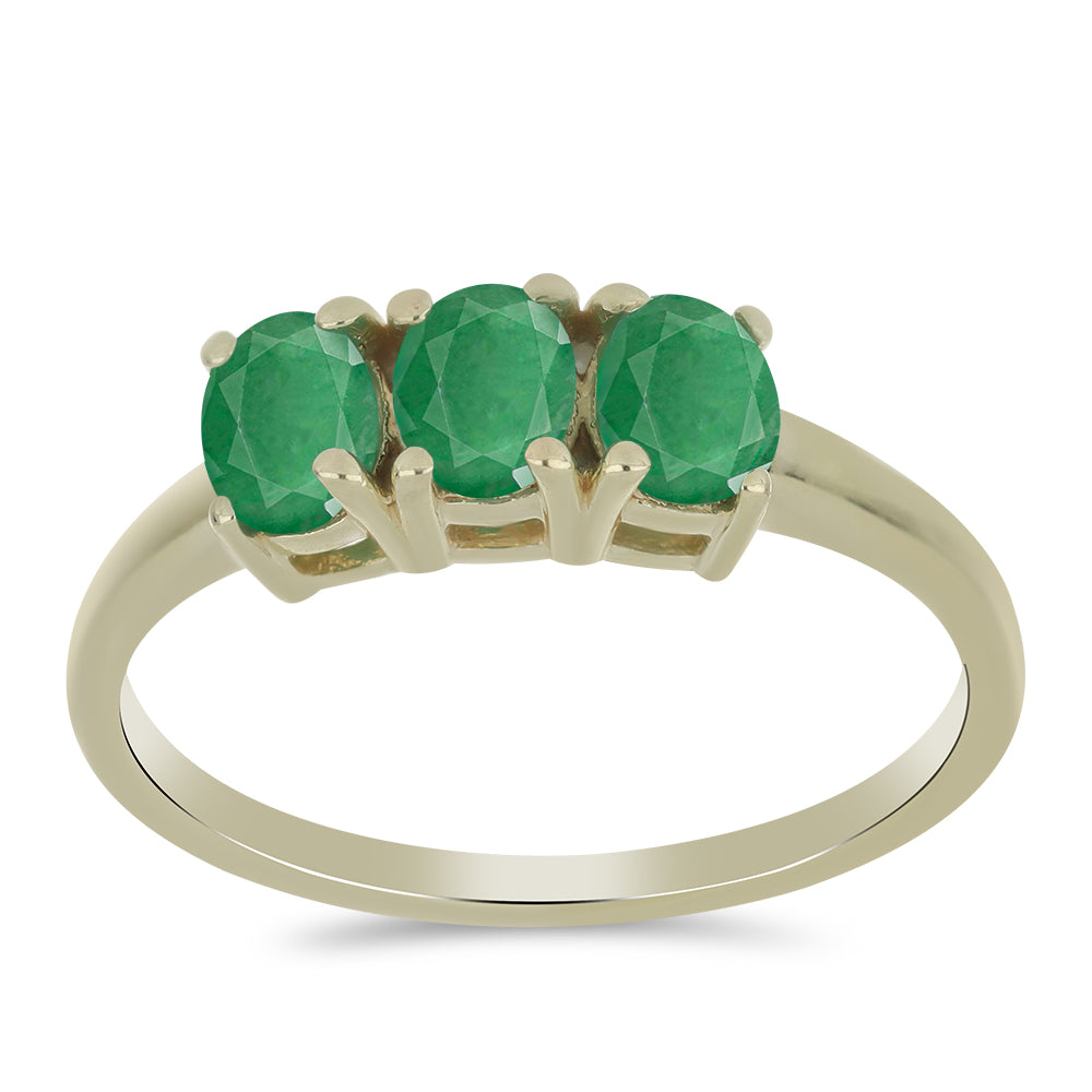 Anillo de Plata Bañada en Oro con Esmeralda de Brasil 3 