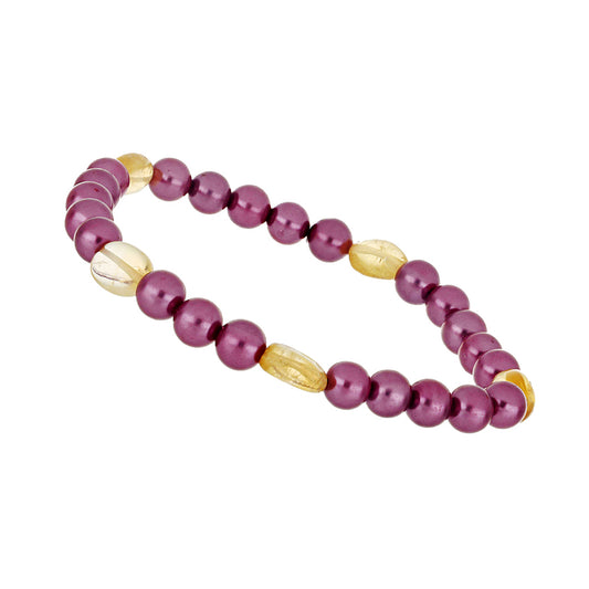 Pulsera Pepita con Perla Púrpura de Agua dulce y Citrino de los Montes Urales