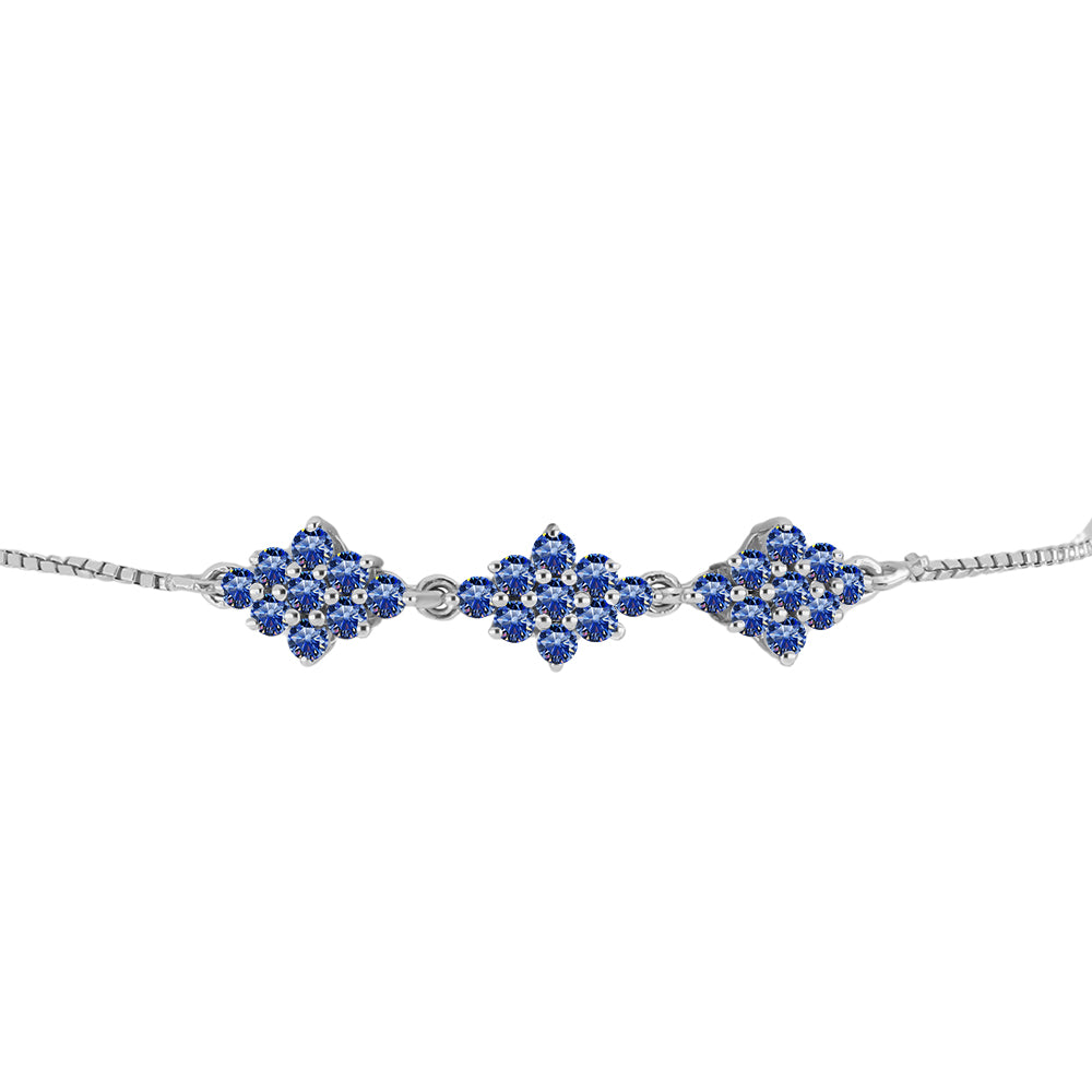 Pulsera de Plata con Moisanita azul real certificado y cultivado en laboratorio 2 