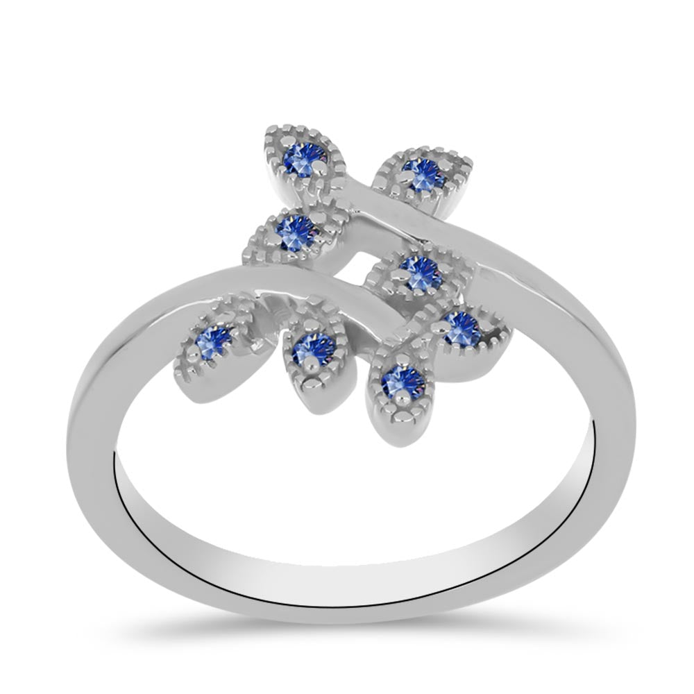 Anillo de Plata con Moisanita azul real certificado y cultivado en laboratorio 3 