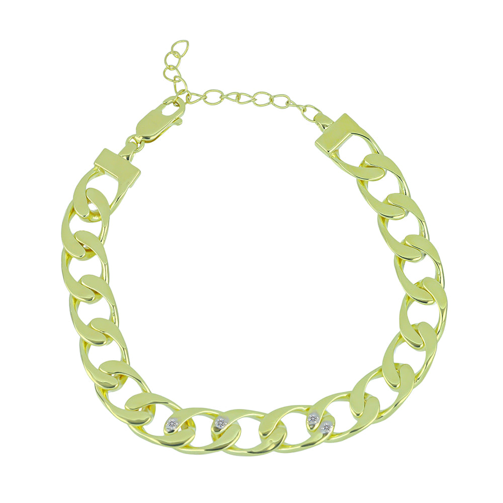 Pulsera de Plata Bañada en Oro con Diamante blanco 1 