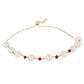 Pulsera de Plata Bañada en Oro con Perla de Agua Dulce y Rubí de Madagascar