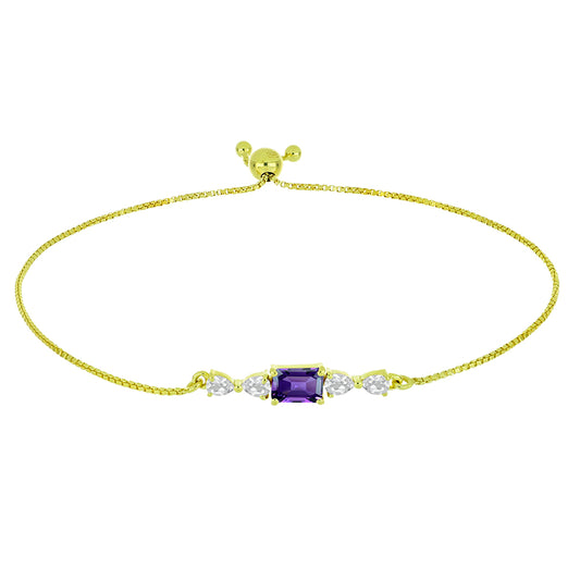 Pulsera de Plata Bañada en Oro con Amatista de Marruecos y Topacio Blanco
