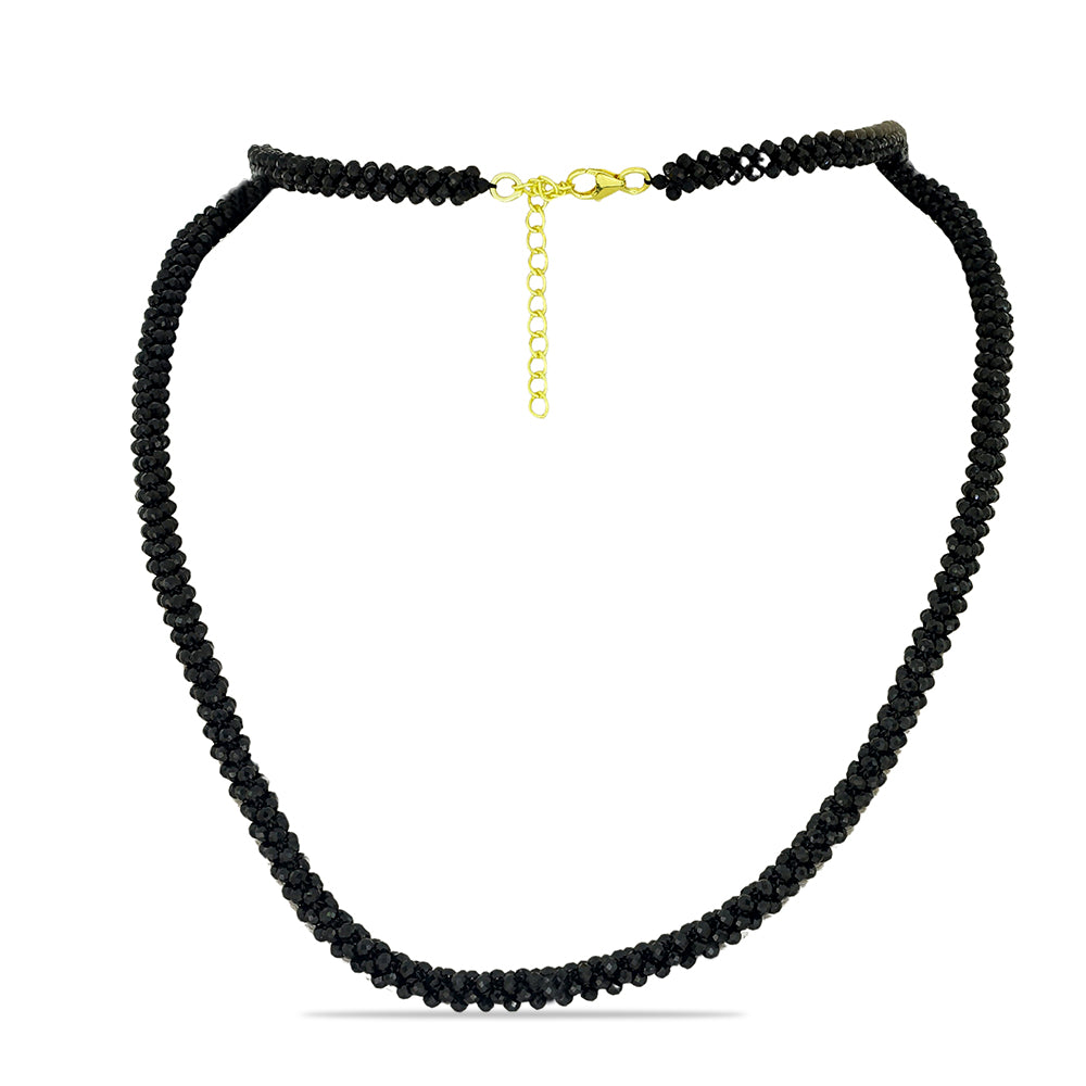 Collar de Plata Bañada en Oro con Espinela Negra 1 