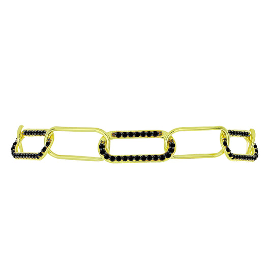 Pulsera de Plata Bañada en Oro con Espinela Negra