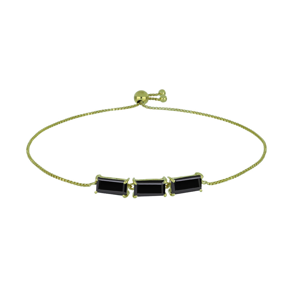Pulsera de Plata Bañada en Oro con Espinela Negra