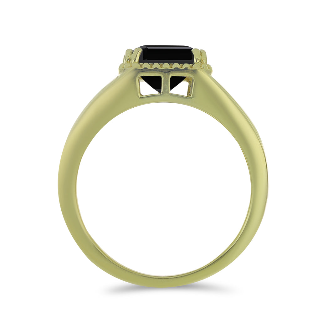 Anillo de Plata Bañada en Oro con Espinela Negra