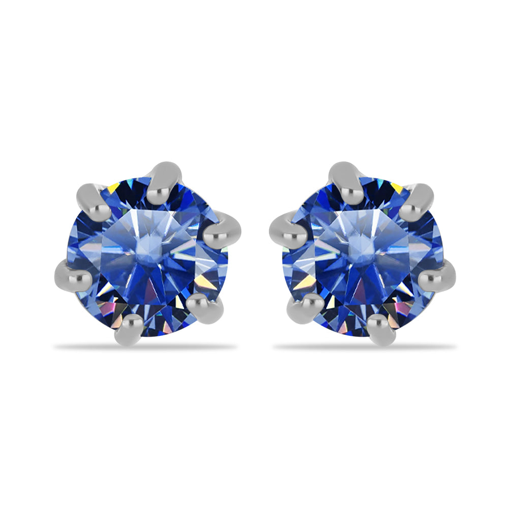 Pendientes de Plata con Moisanita azul real certificado y cultivado en laboratorio 1 