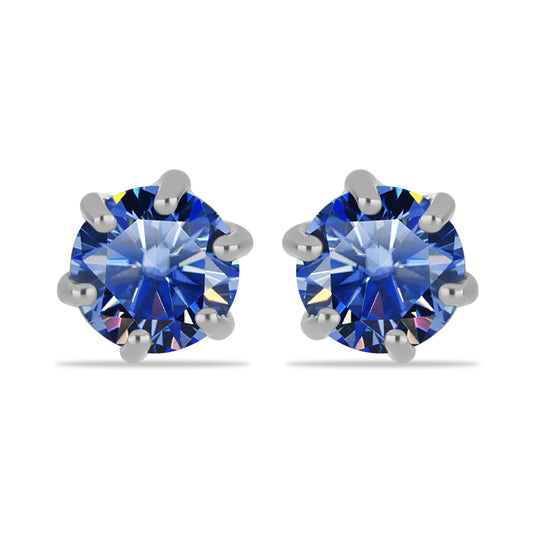 Pendientes de Plata con Moisanita azul real certificado y cultivado en laboratorio