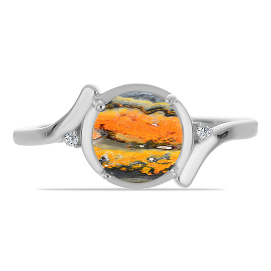 Anillo de Plata con Jasper de Bumble Bee y Topacio Blanco