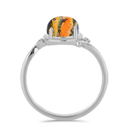 Anillo de Plata con Jasper de Bumble Bee y Topacio Blanco