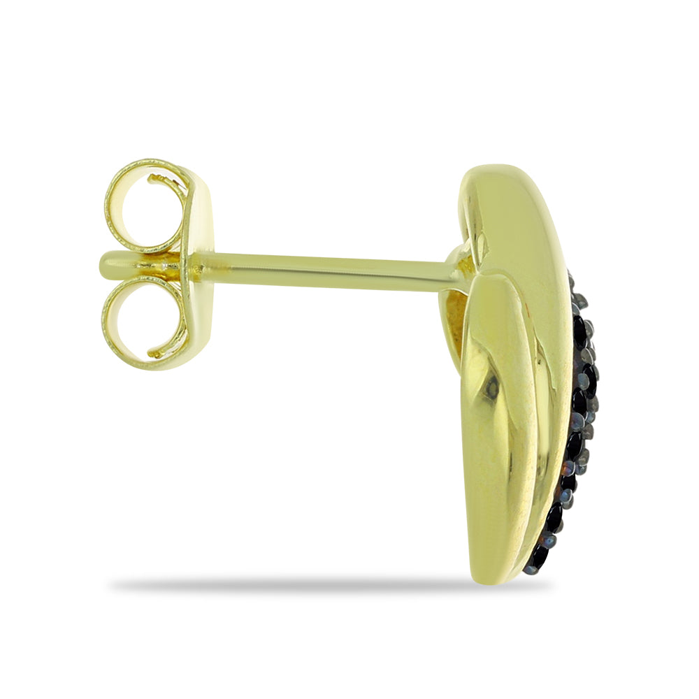 Pendientes de Plata Bañada en Oro con Espinela Negra 2 