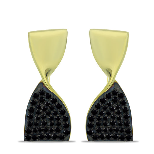 Pendientes de Plata Bañada en Oro con Espinela Negra